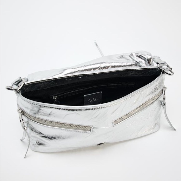 ZARA NWT METALLIC GATHERED BOW SHOULDER BAG REF 6800/410 - Picture 4 of 11